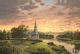 Thomas Kinkade Sunrise Chapel painting